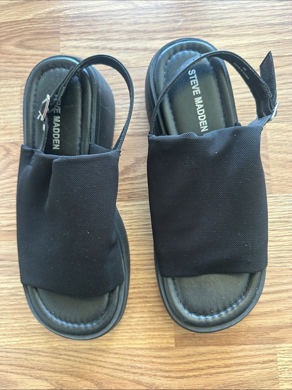 Steve Madden Kids Black Stretch Slingback Sandals